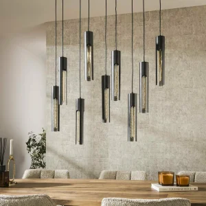 Sale Zijlstra Suspension Tube, noir, 100 x 18 cm, métal, à 9 lampes