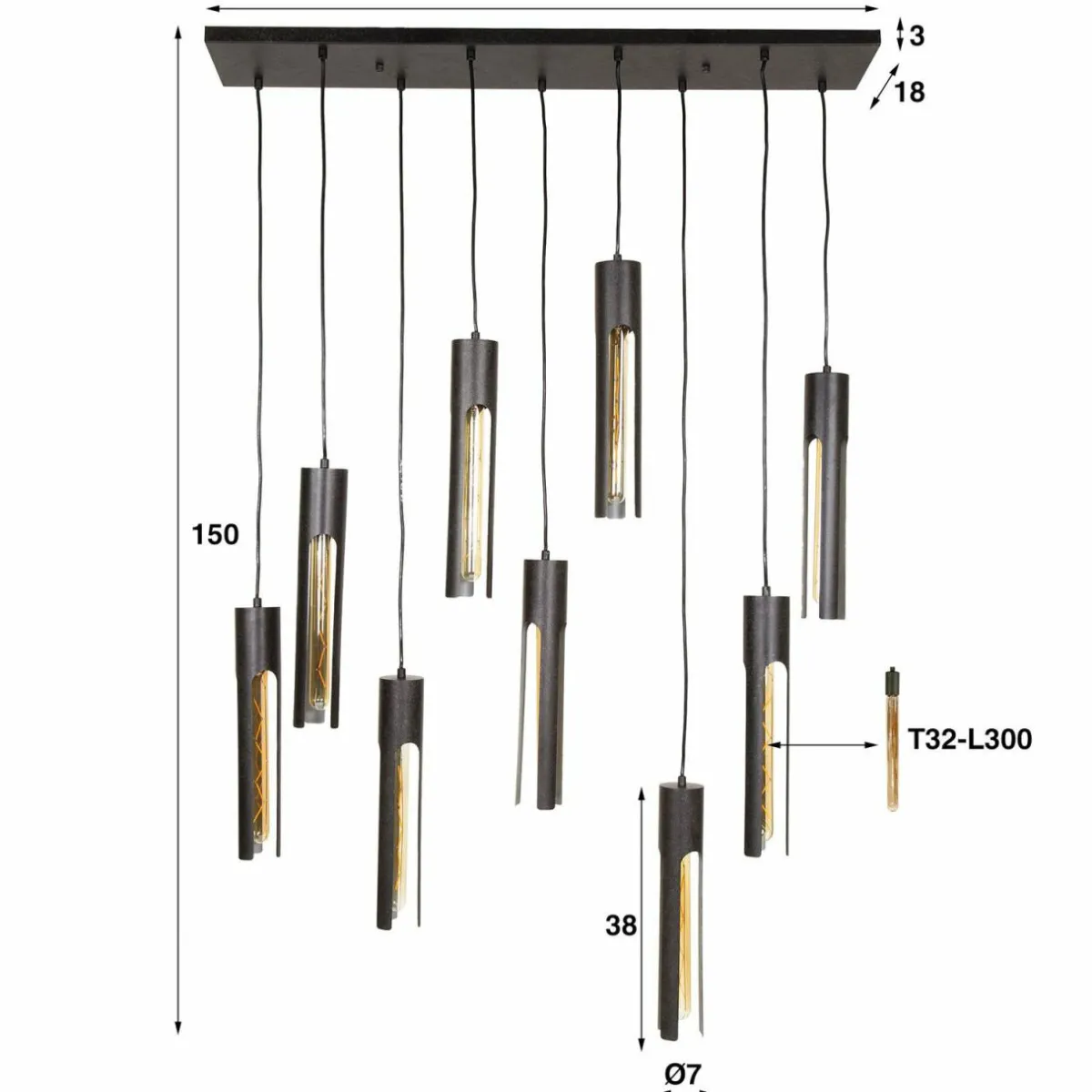 suspension_tube_noir__x__cm_mtal___lampes_2.webp Sale Zijlstra Suspension Tube, noir, 100 x 18 cm, métal, à 9 lampes