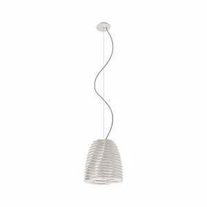 Store Eco-Light Suspension Twist, hêtre, blanc, 150 cm