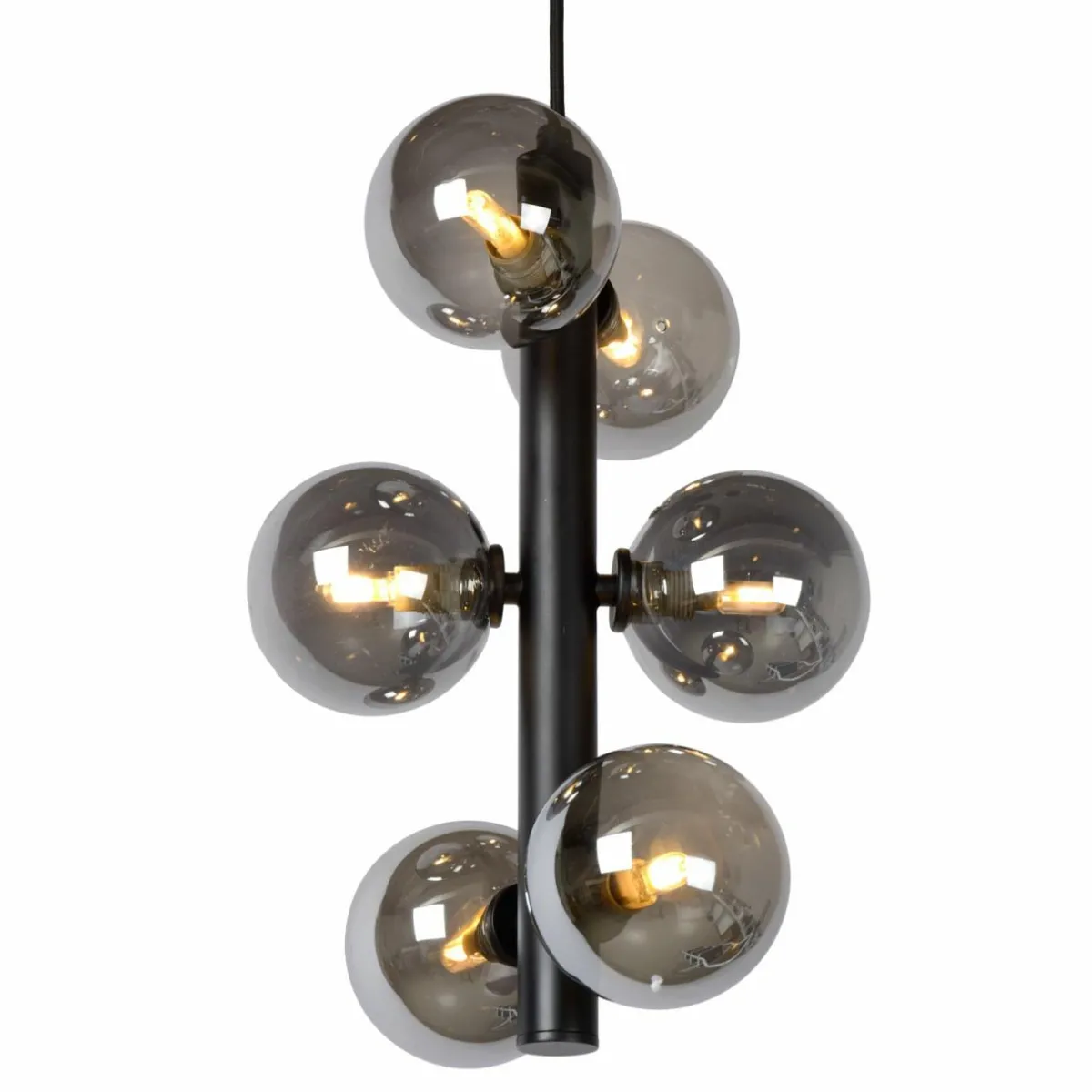 suspension_tycho___lampes_noiregris_fum_0.webp Discount Lucide Suspension Tycho, à 6 lampes, noire/gris fumé