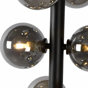 Discount Lucide Suspension Tycho, à 6 lampes, noire/gris fumé