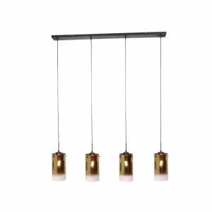 Shop Freelight Suspension Ventotto, noir/or, longueur 125 cm, à 4 lampes.