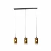 Best Freelight Suspension Ventotto, noir/or, longueur 105 cm, 3 lampes. verre