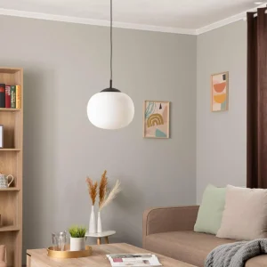Best Sale TK Lighting Suspension Vibe, verre blanc opalin, Ø 30 cm