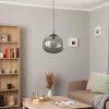 Hot TK Lighting Suspension Vibe, verre gris graphite transparent, Ø 35 cm