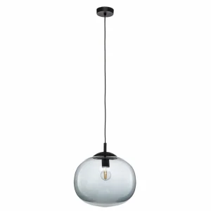 Hot TK Lighting Suspension Vibe, verre gris graphite transparent, Ø 35 cm
