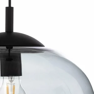Hot TK Lighting Suspension Vibe, verre gris graphite transparent, Ø 35 cm