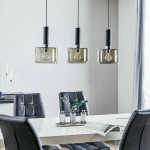 Best Jupiter Suspension Viva, fumée/noire/chromée, à 3 lampes