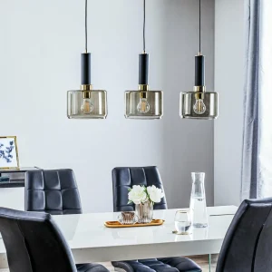 Outlet Jupiter Suspension Viva, fumée/noire/laiton, 3 lampes
