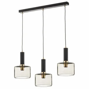 Outlet Jupiter Suspension Viva, fumée/noire/laiton, 3 lampes