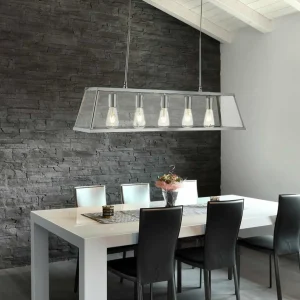 Store Searchlight Suspension Voyager en chromé à 5 lampes