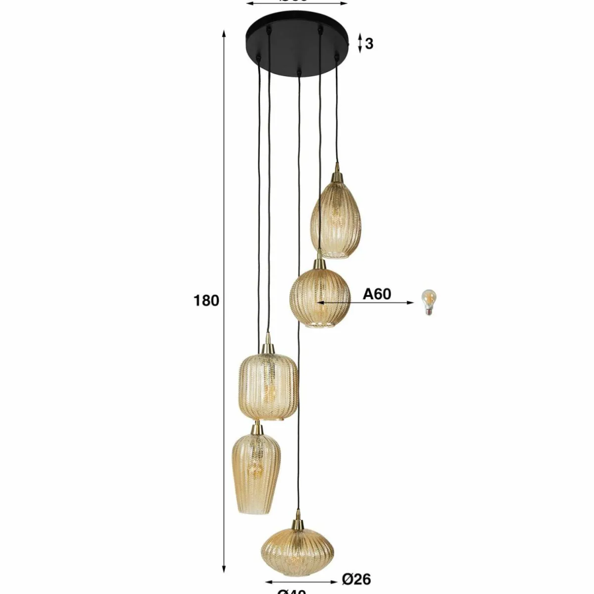 suspension_vshape_ambre___cm_verre___lampes_2.webp Flash Sale Zijlstra Suspension V-Shape, ambre, Ø 40 cm, verre, à 5 lampes