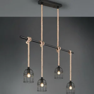 Discount Reality Leuchten Suspension Wodan en sisal 4 lampes, hauteur 150 cm