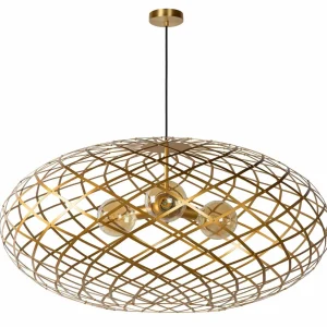 Outlet Lucide Suspension Wolfram, abat-jour ovale, 100 cm, dorée