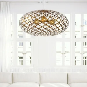 Outlet Lucide Suspension Wolfram, abat-jour ovale, 100 cm, dorée