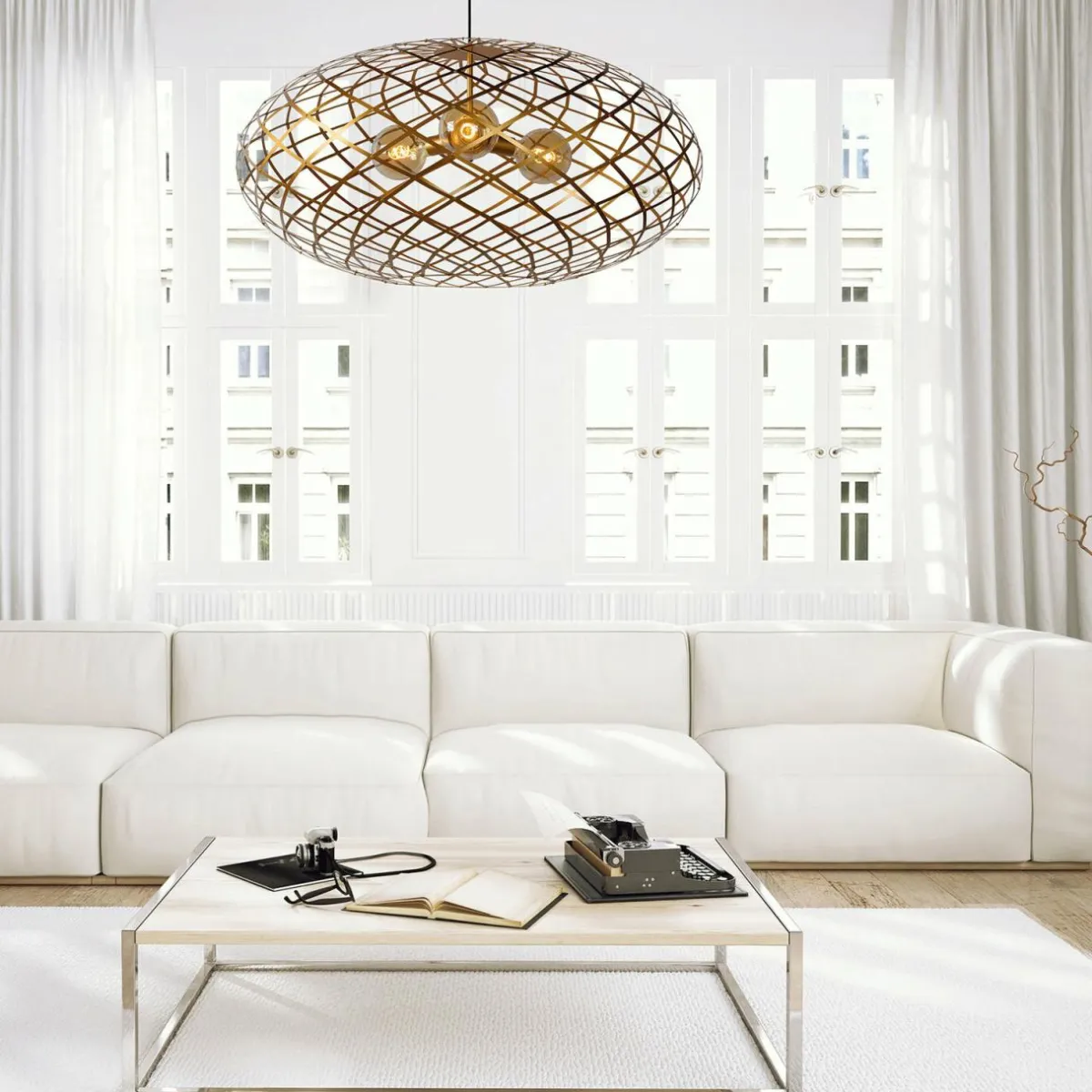 suspension_wolfram_abatjour_ovale_cm_dore_3.webp Outlet Lucide Suspension Wolfram, abat-jour ovale, 100 cm, dorée
