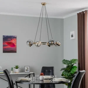 Clearance Lucea Suspension Zerde 4+4, Ø 82 cm, dorée, à 8 lampes