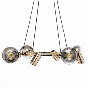 Clearance Lucea Suspension Zerde 4+4, Ø 82 cm, dorée, à 8 lampes