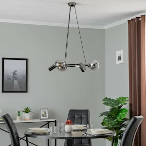 Outlet Lucea Suspension Zerde 3+3 Ø 67cm noire-chromée 6 lampes