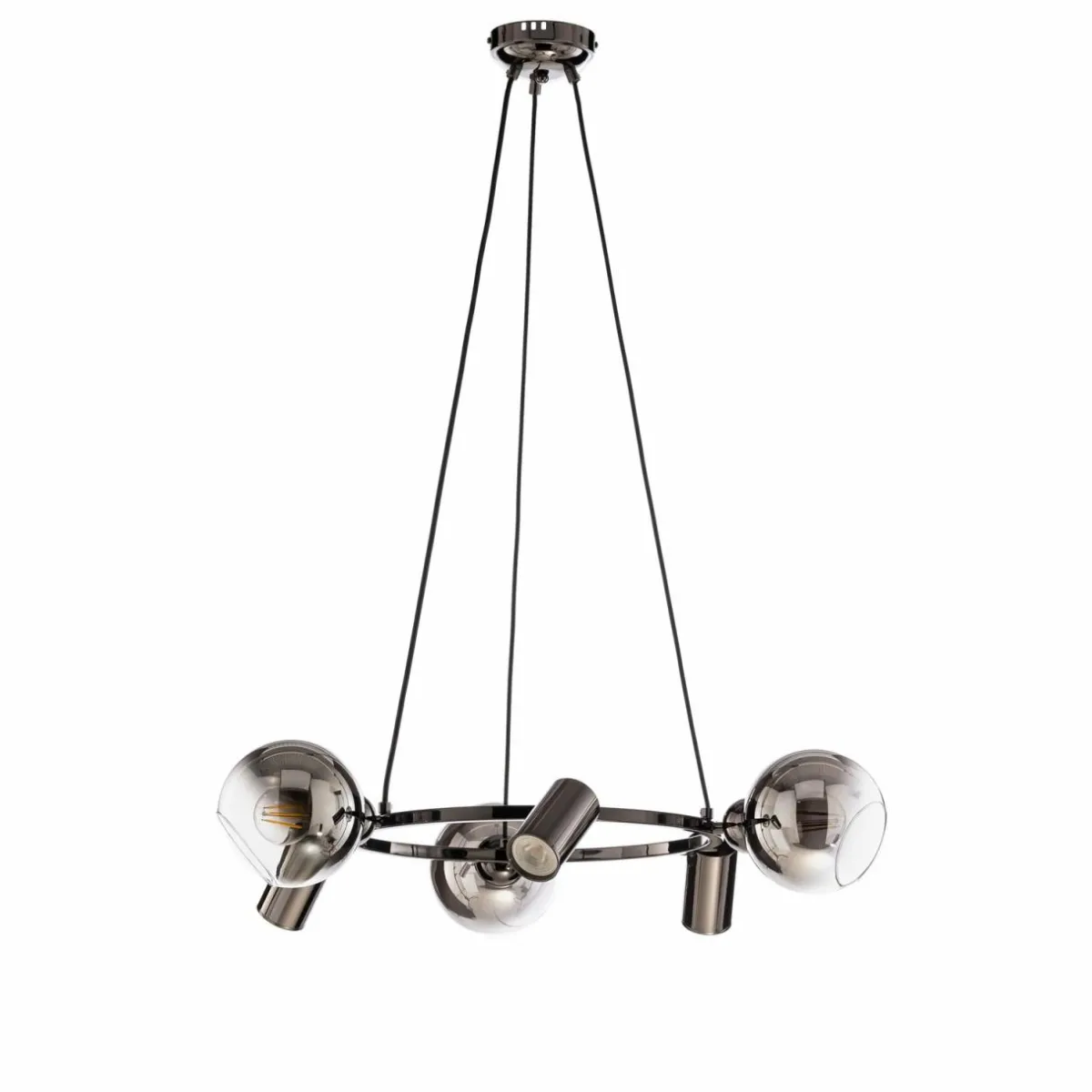 suspension_zerde___cm_noirechrome_lampes_1.webp Outlet Lucea Suspension Zerde 3+3 Ø 67cm noire-chromée 6 lampes