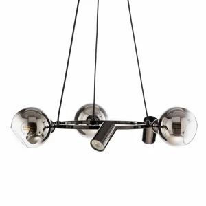 Outlet Lucea Suspension Zerde 3+3 Ø 67cm noire-chromée 6 lampes