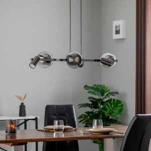 Discount Lucea Suspension Zerde 3+3, noire-chromée, à 6 lampes