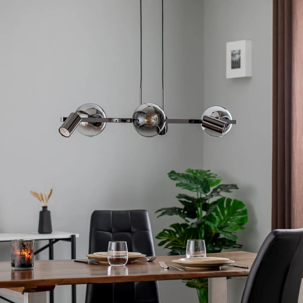 suspension_zerde__noirechrome___lampes_0.webp Discount Lucea Suspension Zerde 3+3, noire-chromée, à 6 lampes