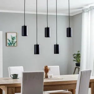 New TEMAR LIGHTING Suspension ZW Tube 170, cinq lampes, noir