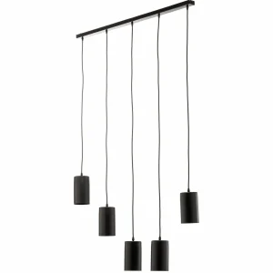 New TEMAR LIGHTING Suspension ZW Tube 170, cinq lampes, noir