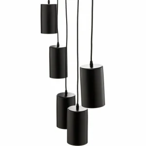 New TEMAR LIGHTING Suspension ZW Tube 170, cinq lampes, noir