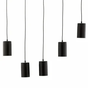 New TEMAR LIGHTING Suspension ZW Tube 170, cinq lampes, noir