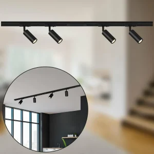 New Briloner Système de lampes LED sur rail 230 V, noir, 4 spots LED, longueur 1,5 m