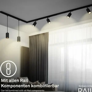New Briloner Système de lampes LED sur rail 230 V, noir, 4 spots LED, longueur 1,5 m