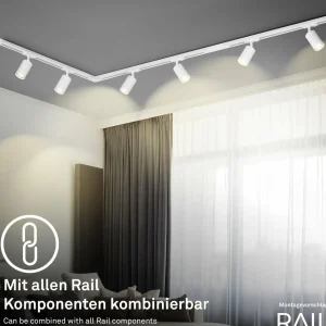 Clearance Briloner Système de lampes sur rail RAIL 230 V, blanc, 6 spots 2,25 m Raccord d'angle