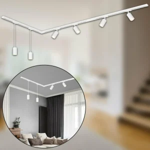 Outlet Briloner Système de lampes sur rail RAIL 230 V, blanc, 4 spots, 2 suspensions, 2,25 m