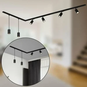 Cheap Briloner Système de lampes sur rail RAIL 230 V, noir, 4 spots, 2 suspensions, 2,25m