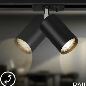 Best Sale Briloner Système de lampes sur rail RAIL 230 V noir 6 spots 2,25m connecteur d'angle