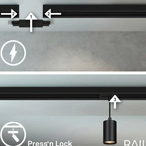 Cheap Briloner Système de lampes sur rail RAIL 230 V, noir, 4 suspensions, longueur 1,5 m